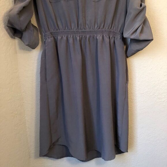 Mossimo Women's Utility Shirt Dress Size Small Olive Green Pockets Long Sleeves - Picture 4 of 10